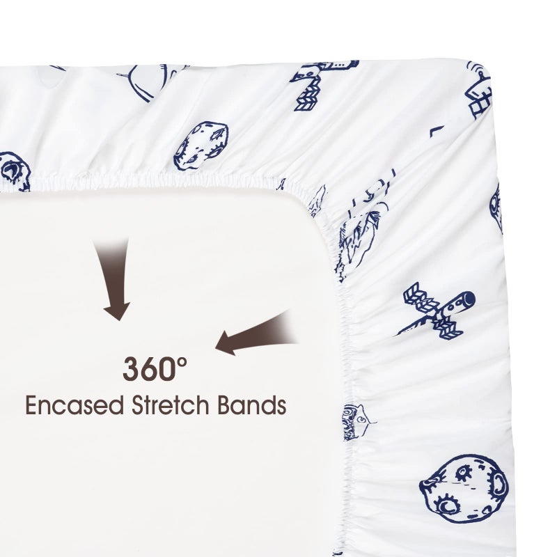 PHF Soft Bassinet Sheet Set, 2 Pack Silky Comfy Breathable Cradle Sheets for Baby Boys Girls, Univeral Fit for Most Cradle and Bassinet Mattress, Space - Image 5